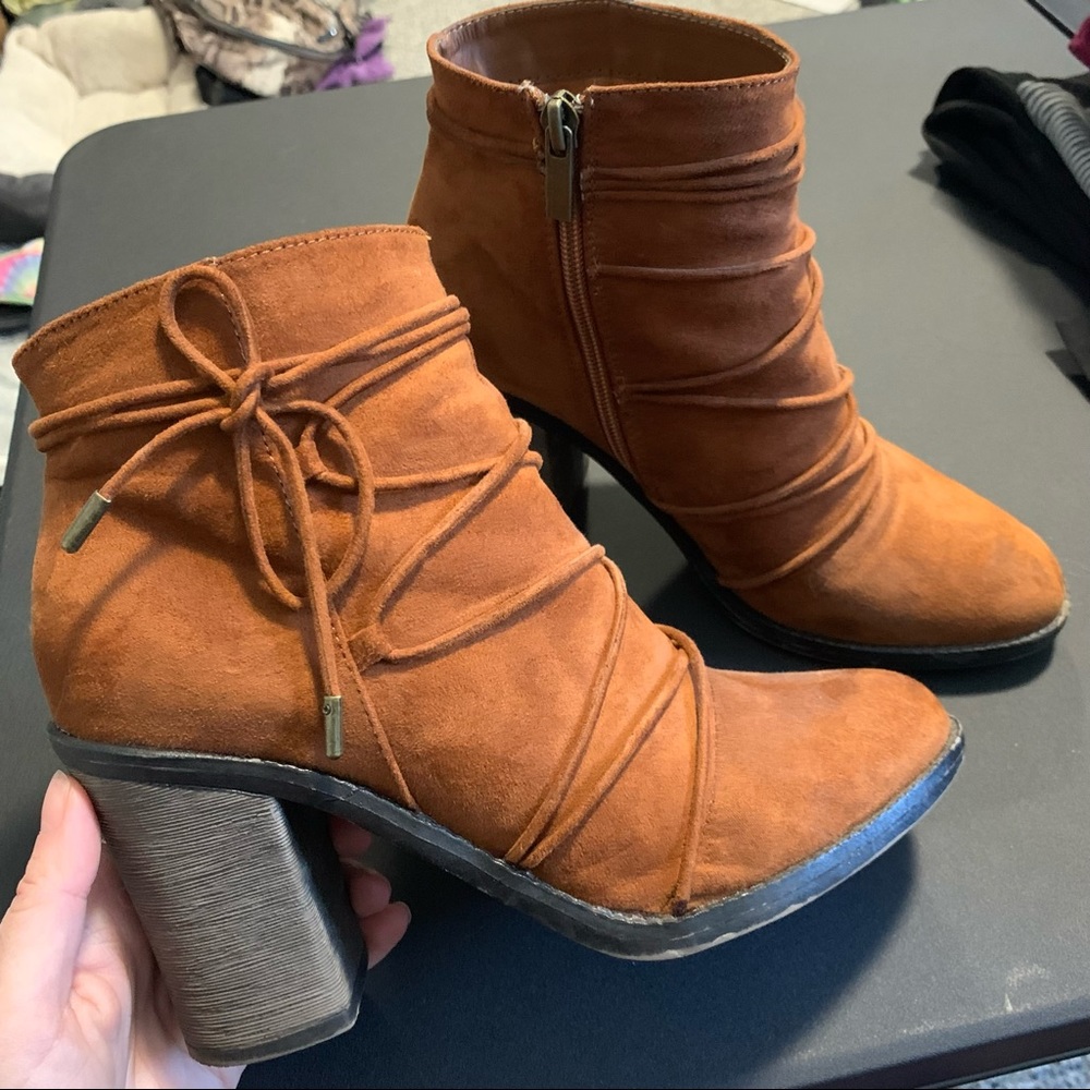 Burnt Orange lace up tie booties